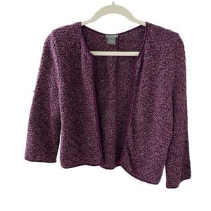 Ann Taylor knitted purple open front cropped cardigan size small